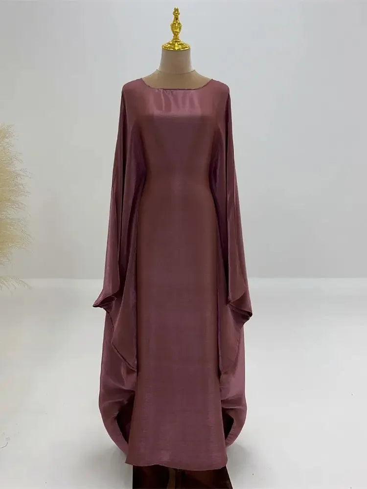 Batwing Butterfly Satin Abaya Dubai Luxury Muslim Kaftan Maxi Dress Abayas For Women Kebaya Robe Caftan Marocain Femme Vestidos