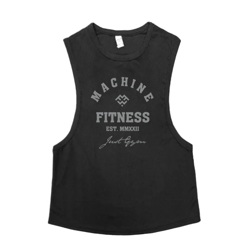 Gym Fitness Muscle Tank Tops Mens Bodybuilding Sleeveless Shirts Sports Running Vests Summer Mesh Breathable Quick Dry Clothing