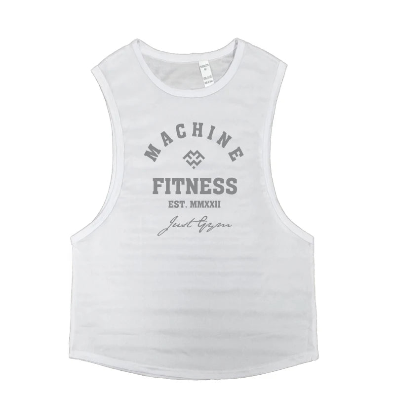 Gym Fitness Muscle Tank Tops Mens Bodybuilding Sleeveless Shirts Sports Running Vests Summer Mesh Breathable Quick Dry Clothing