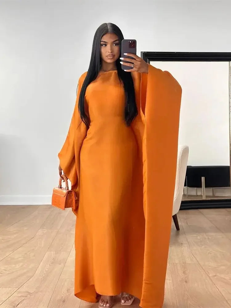 Batwing Butterfly Satin Abaya Dubai Luxury Muslim Kaftan Maxi Dress Abayas For Women Kebaya Robe Caftan Marocain Femme Vestidos