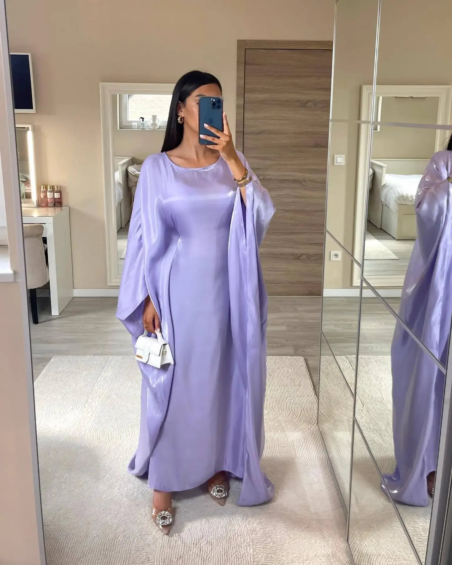 Butterfly Abaya Inside Inner Belt Muslim Party Long Dress Abayas for Women Dubai Turkey Islamic Clothing Ramadan Eid Kaftan Robe