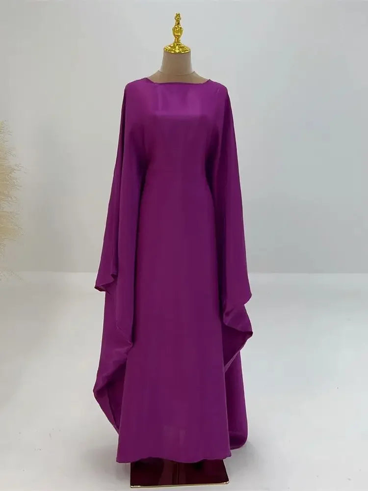 Batwing Butterfly Satin Abaya Dubai Luxury Muslim Kaftan Maxi Dress Abayas For Women Kebaya Robe Caftan Marocain Femme Vestidos