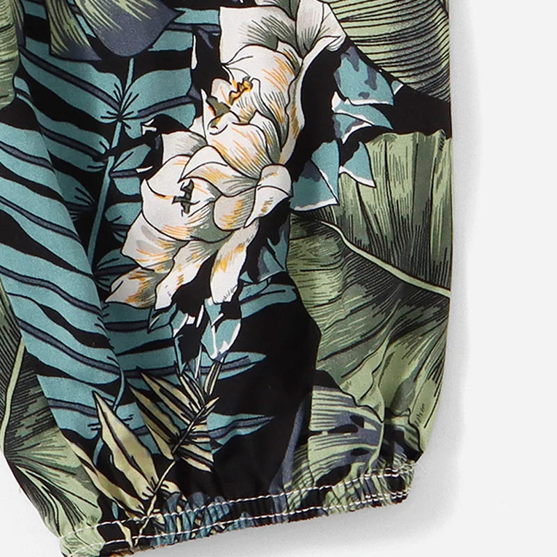 Asian version of women's spring/summer leaf print casual pants, outdoor ankle binding sunscreen pants