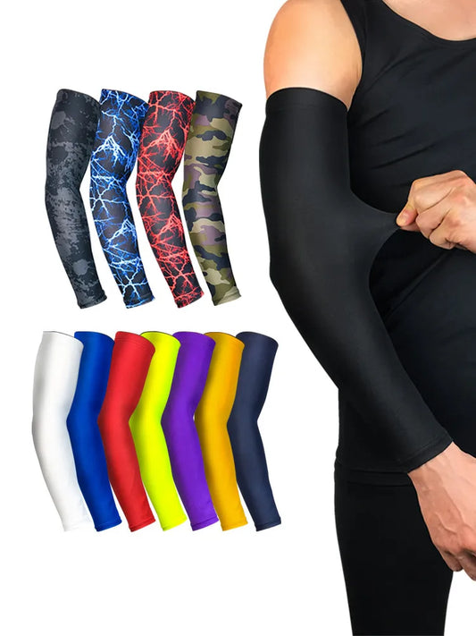 Men's Compression Cycling Arm Warmers Sleeves Basketball Arm Sleeve Gaming Armbands Hand Anti-sunburn Cover Sun Uv Protection